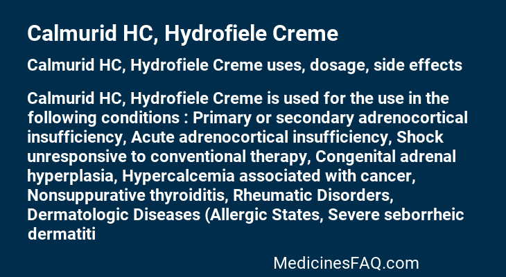 Calmurid HC, Hydrofiele Creme