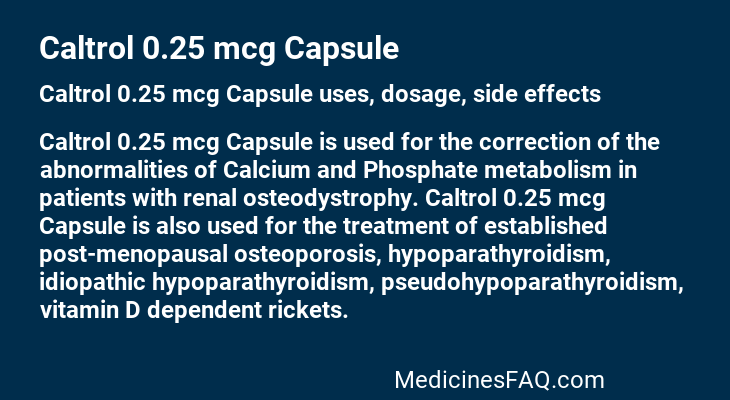 Caltrol 0.25 mcg Capsule