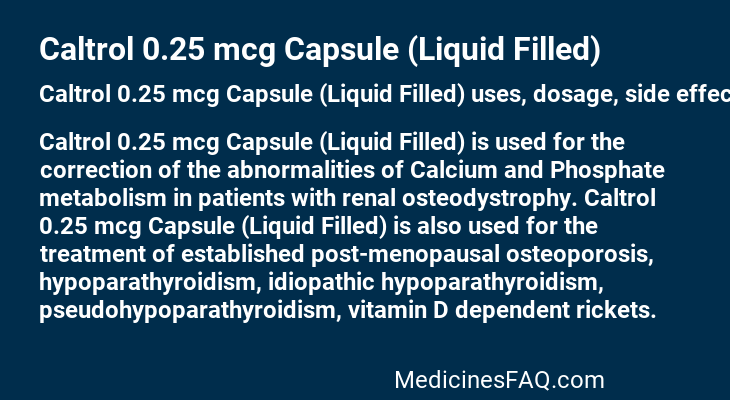 Caltrol 0.25 mcg Capsule (Liquid Filled)