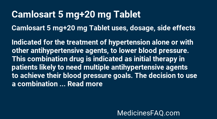 Camlosart 5 mg+20 mg Tablet