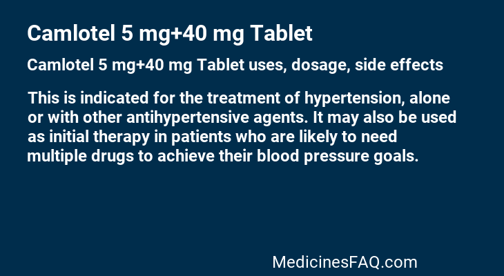 Camlotel 5 mg+40 mg Tablet