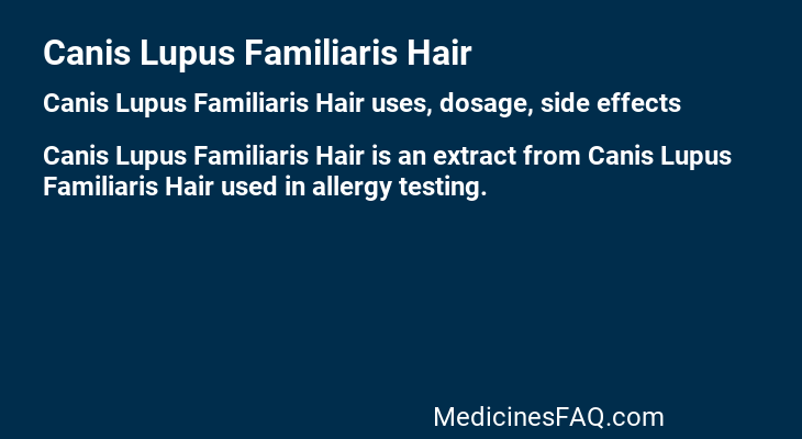 Canis Lupus Familiaris Hair