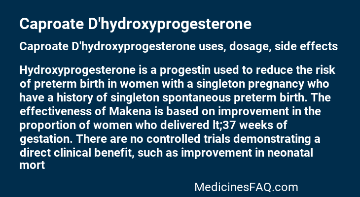 Caproate D'hydroxyprogesterone