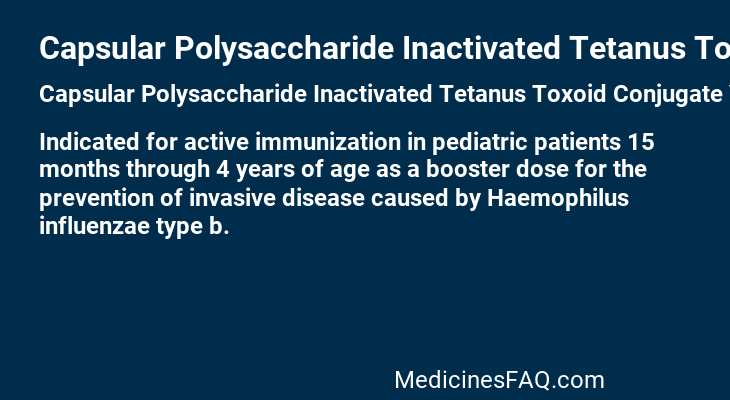 Capsular Polysaccharide Inactivated Tetanus Toxoid Conjugate Vaccine