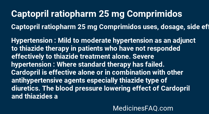 Captopril ratiopharm 25 mg Comprimidos