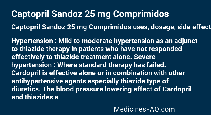 Captopril Sandoz 25 mg Comprimidos