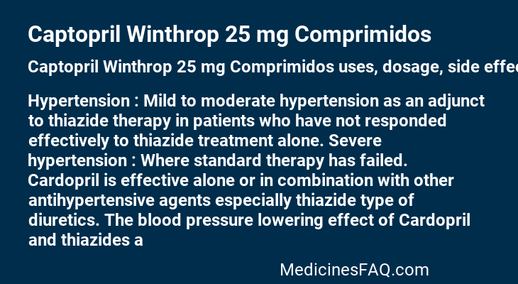 Captopril Winthrop 25 mg Comprimidos