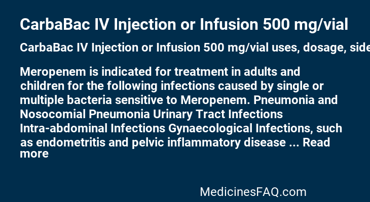 CarbaBac IV Injection or Infusion 500 mg/vial