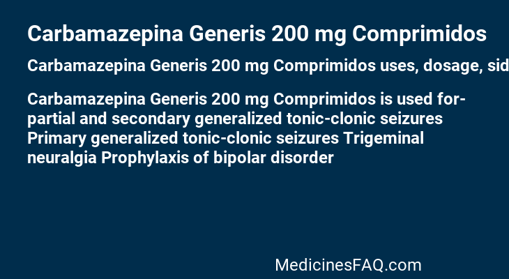 Carbamazepina Generis 200 mg Comprimidos