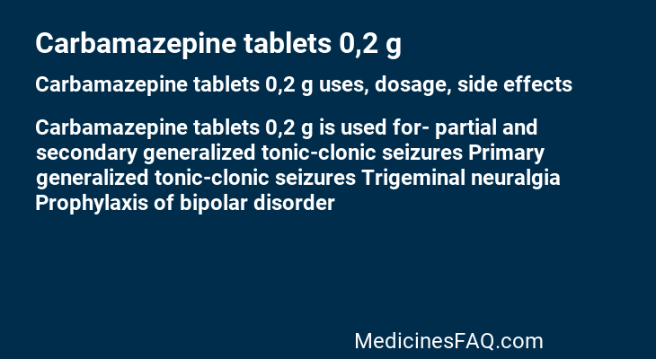 Carbamazepine tablets 0,2 g