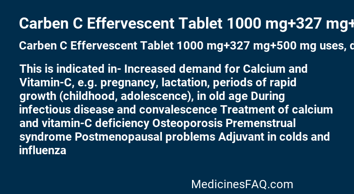 Carben C Effervescent Tablet 1000 mg+327 mg+500 mg