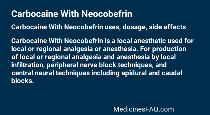 Carbocaine With Neocobefrin