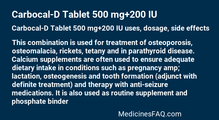 Carbocal-D Tablet 500 mg+200 IU