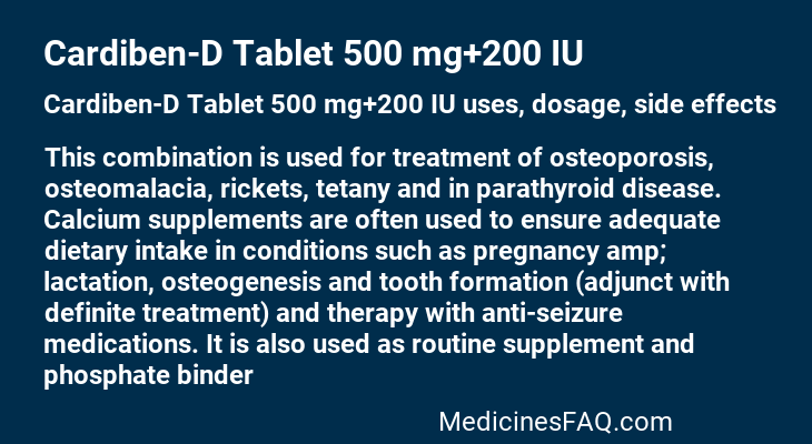 Cardiben-D Tablet 500 mg+200 IU