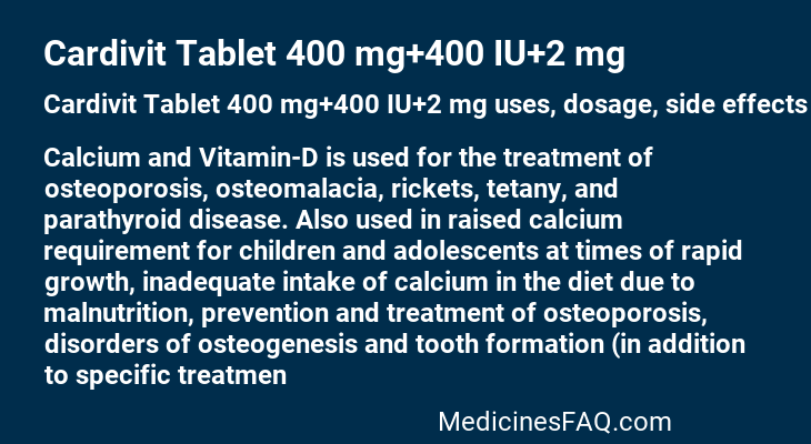 Cardivit Tablet 400 mg+400 IU+2 mg