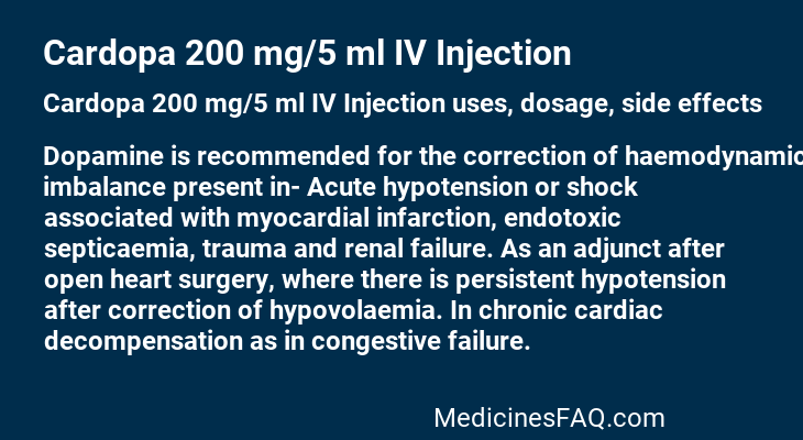 Cardopa 200 mg/5 ml IV Injection