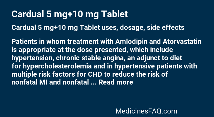 Cardual 5 mg+10 mg Tablet