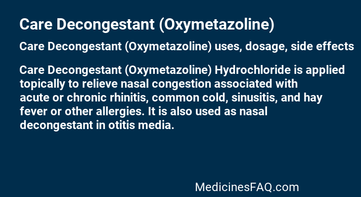 Care Decongestant (Oxymetazoline)