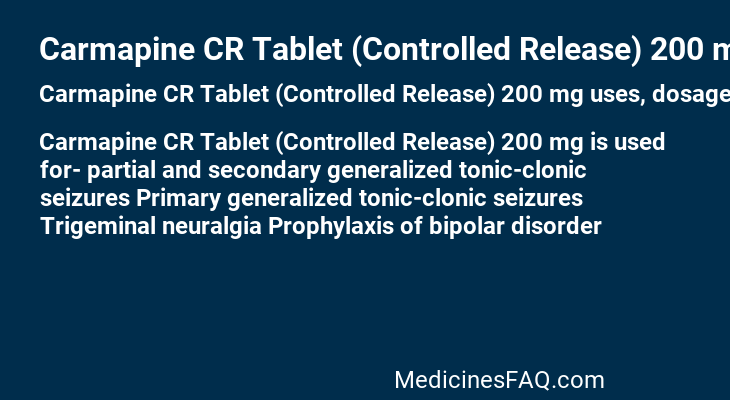 Carmapine CR Tablet (Controlled Release) 200 mg