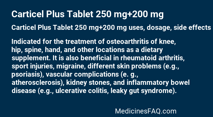 Carticel Plus Tablet 250 mg+200 mg