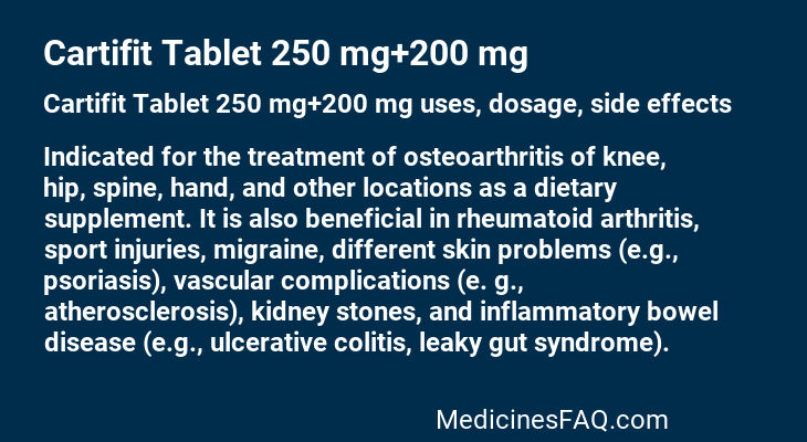 Cartifit Tablet 250 mg+200 mg