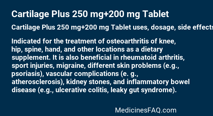 Cartilage Plus 250 mg+200 mg Tablet