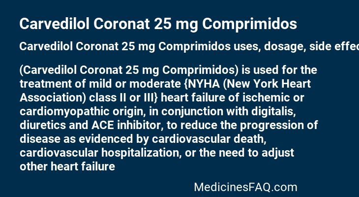 Carvedilol Coronat 25 mg Comprimidos
