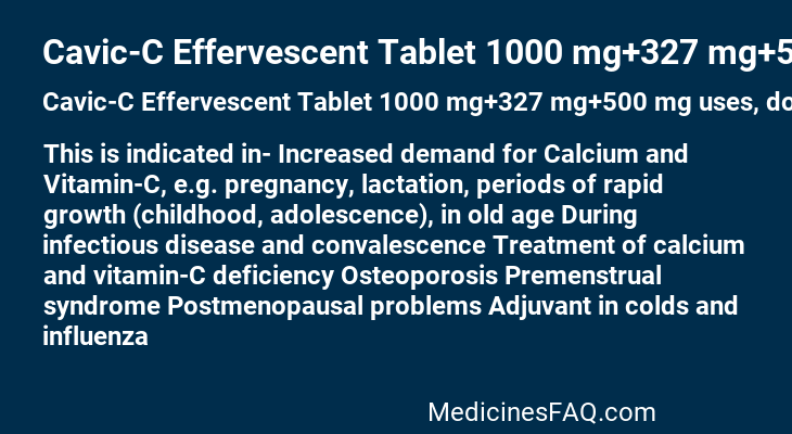 Cavic-C Effervescent Tablet 1000 mg+327 mg+500 mg