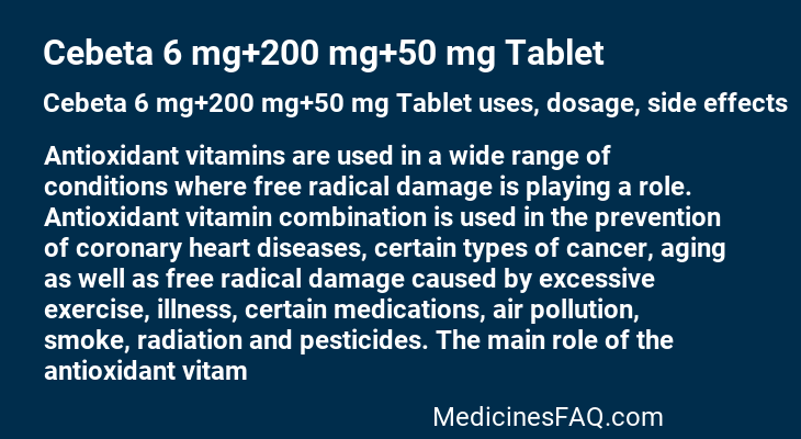 Cebeta 6 mg+200 mg+50 mg Tablet