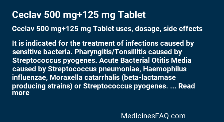 Ceclav 500 mg+125 mg Tablet