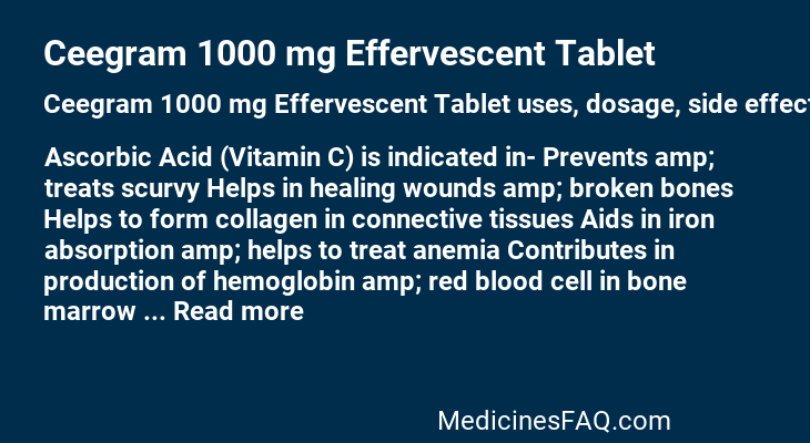 Ceegram 1000 mg Effervescent Tablet