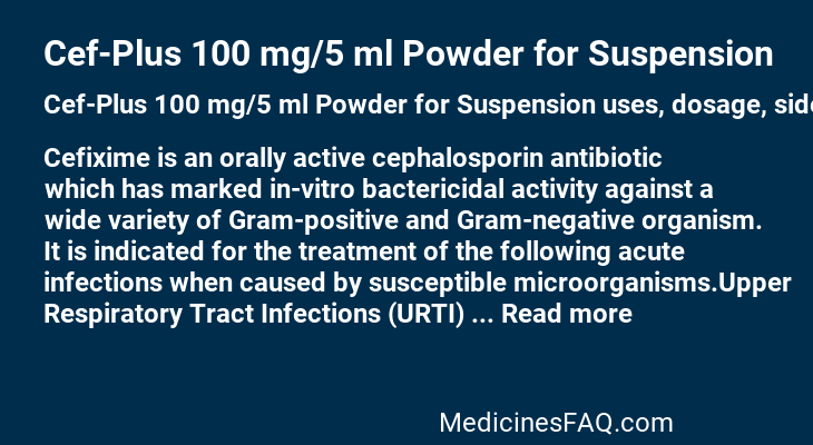 Cef-Plus 100 mg/5 ml Powder for Suspension