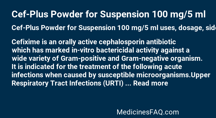 Cef-Plus Powder for Suspension 100 mg/5 ml