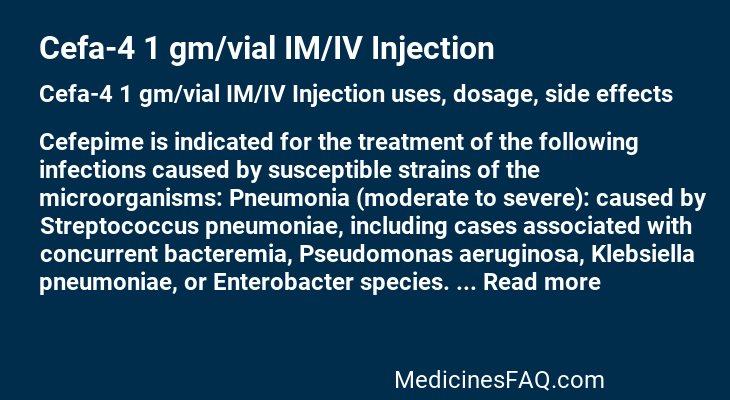 Cefa-4 1 gm/vial IM/IV Injection