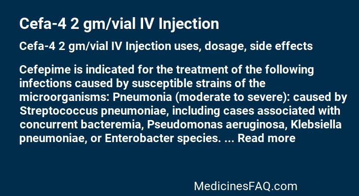 Cefa-4 2 gm/vial IV Injection