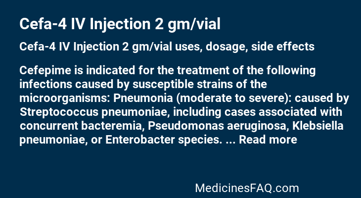 Cefa-4 IV Injection 2 gm/vial