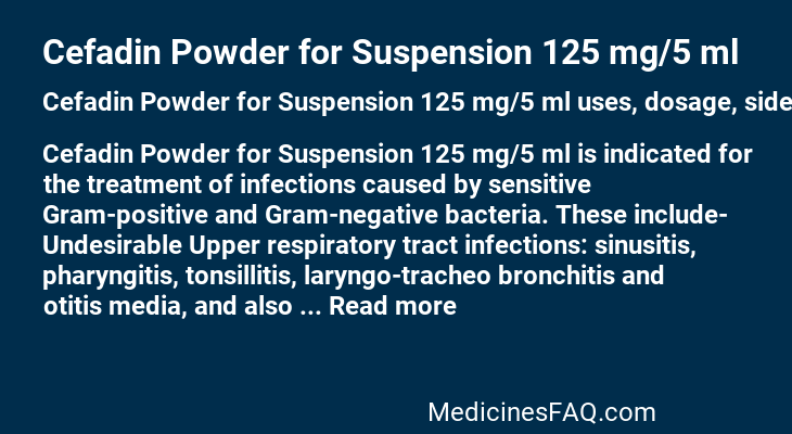 Cefadin Powder for Suspension 125 mg/5 ml