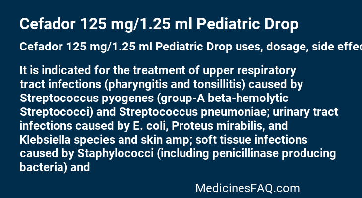 Cefador 125 mg/1.25 ml Pediatric Drop