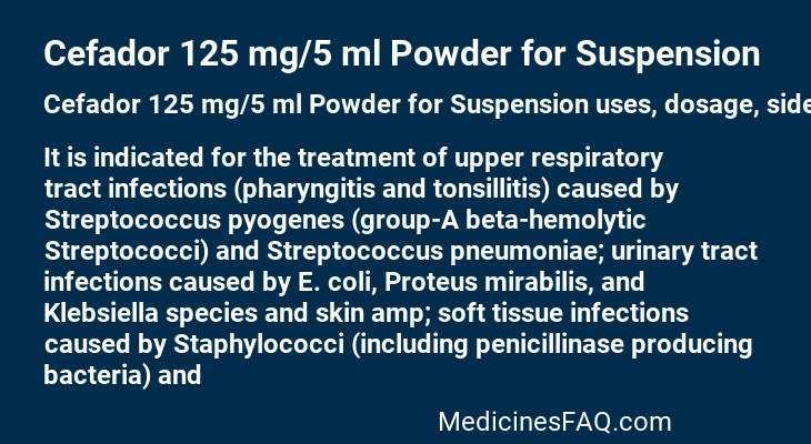 Cefador 125 mg/5 ml Powder for Suspension