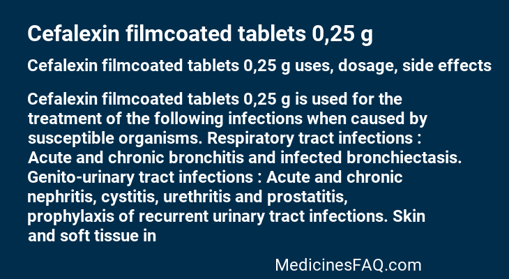 Cefalexin filmcoated tablets 0,25 g