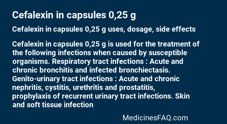 Cefalexin in capsules 0,25 g