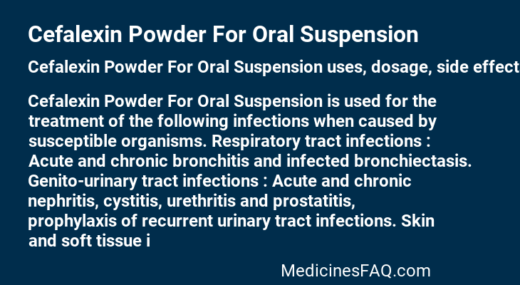 Cefalexin Powder For Oral Suspension