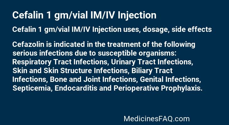 Cefalin 1 gm/vial IM/IV Injection