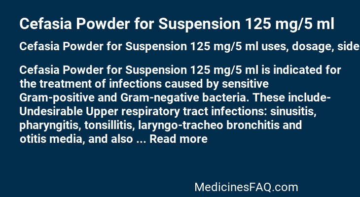 Cefasia Powder for Suspension 125 mg/5 ml