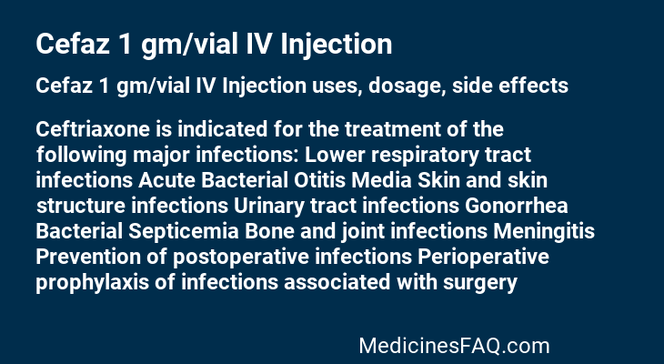 Cefaz 1 gm/vial IV Injection