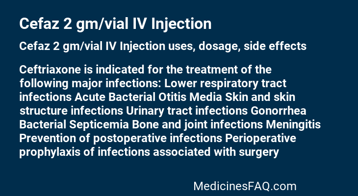 Cefaz 2 gm/vial IV Injection