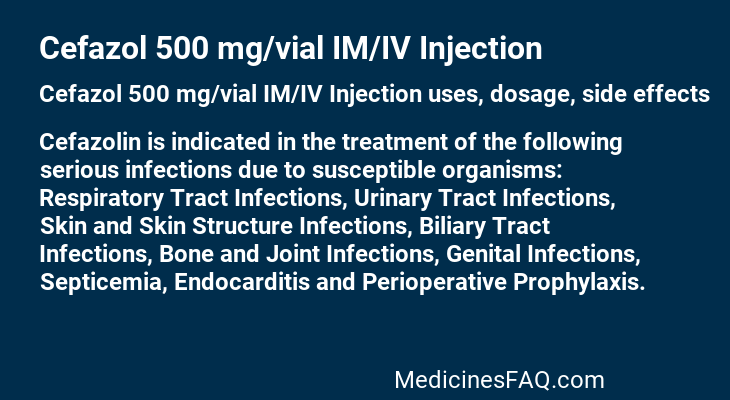 Cefazol 500 mg/vial IM/IV Injection