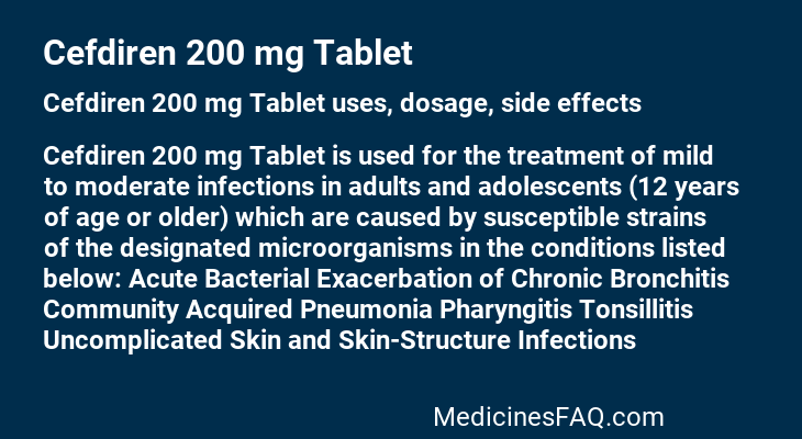 Cefdiren 200 mg Tablet