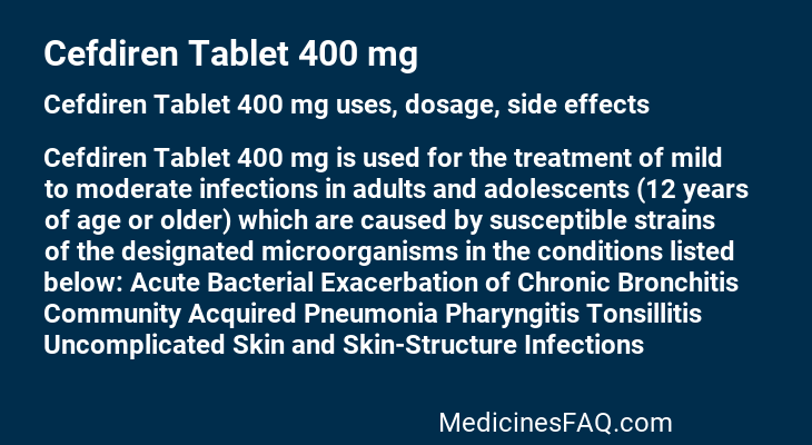 Cefdiren Tablet 400 mg