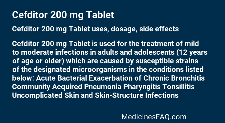 Cefditor 200 mg Tablet